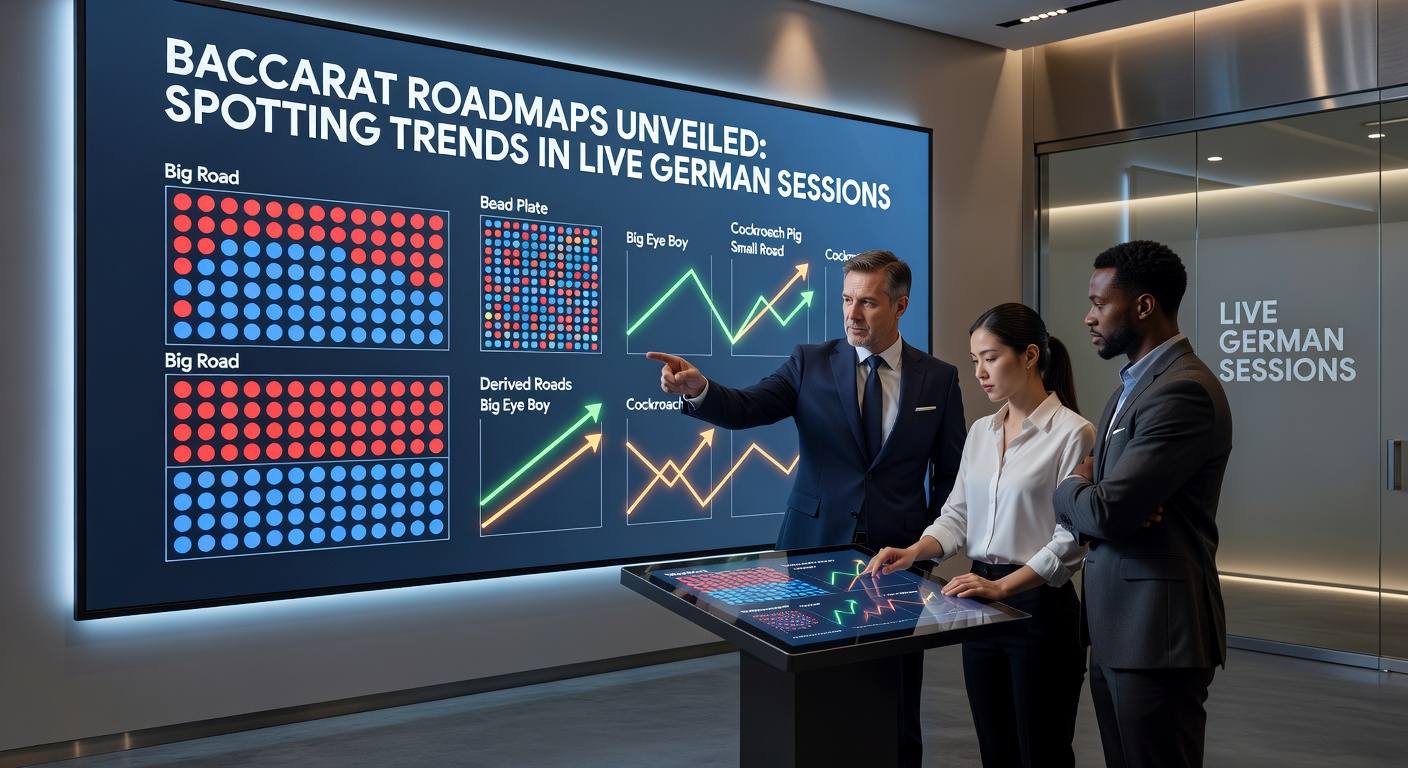 Bild einer typischen Baccarat-Roadmap mit markierten Trends in einer Live-Session