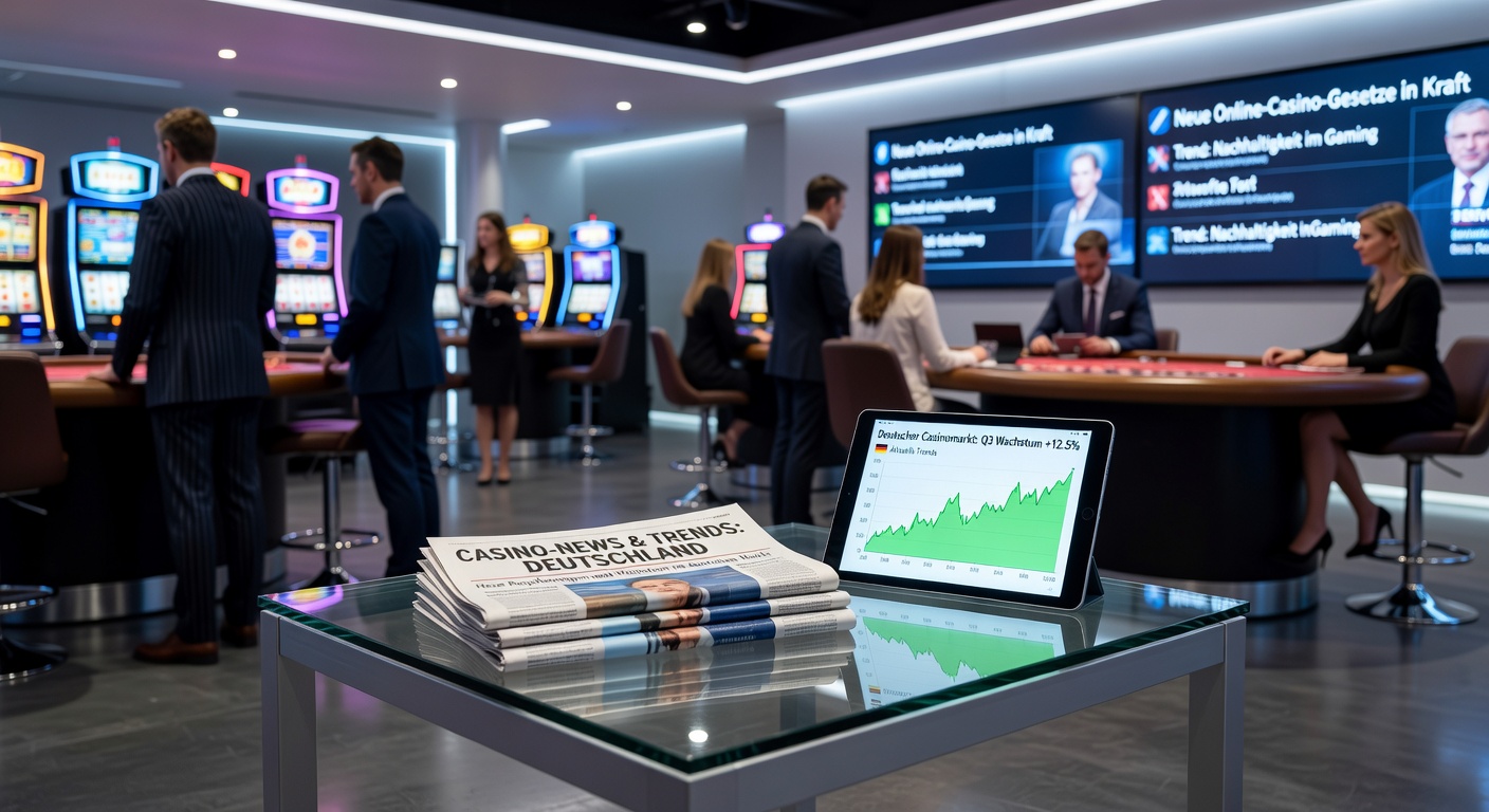 Fassade eines modernen Casinos in Schleswig-Holstein bei Sonnenuntergang, symbolisch für den bevorstehenden Verkauf