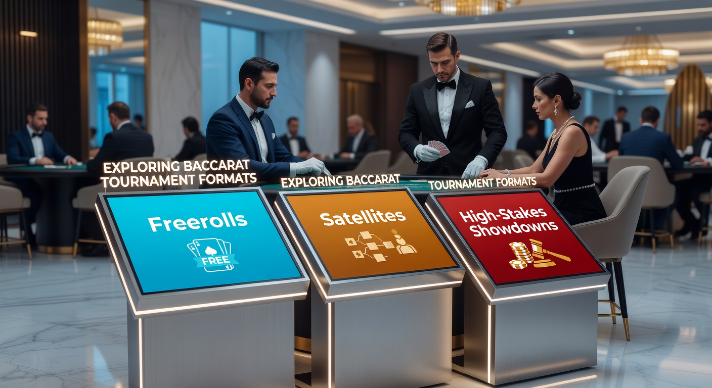 Spieler bei einem spannenden Baccarat-Turnier, umgeben von Chips und Karten, in einer lebhaften Casino-Atmosphäre