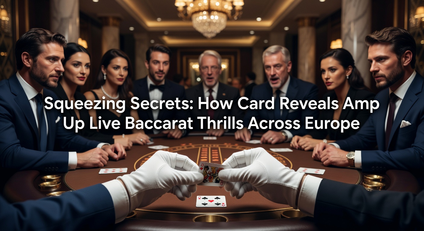Nahaufnahme einer Hand, die eine Baccarat-Karte langsam ausdrückt, mit sichtbarem Kartensymbol am Rand und Live-Casino-Hintergrund